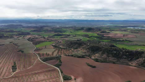 Semi-arid-climat-Alcaniz-aerial-landscape-view-Spain-cloudy-day